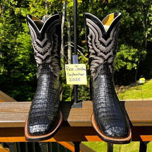 Lucchese 2000 Black Caiman Hornback Cowboy Boots in men's size 11.5D - Picture 1 of 12